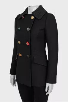 Wool coat with accent buttons