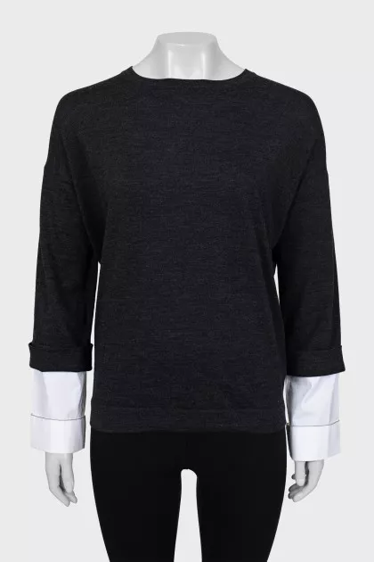 Black wool and cashmere jumper