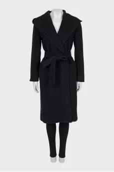 Wrap coat with hood