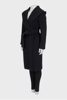 Wrap coat with hood