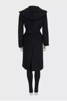 Wrap coat with hood