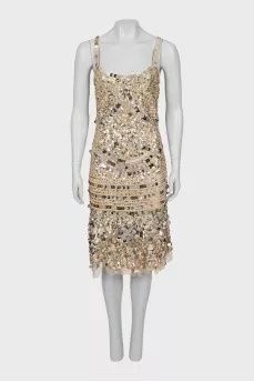 Dress with straps decorated with sequins