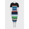 Striped print bodycon dress