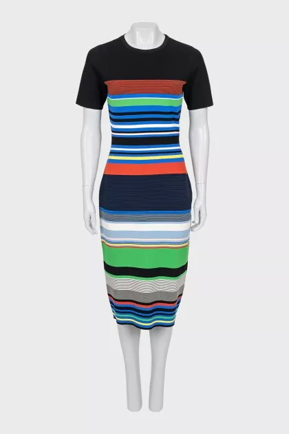 Striped print bodycon dress