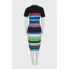 Striped print bodycon dress
