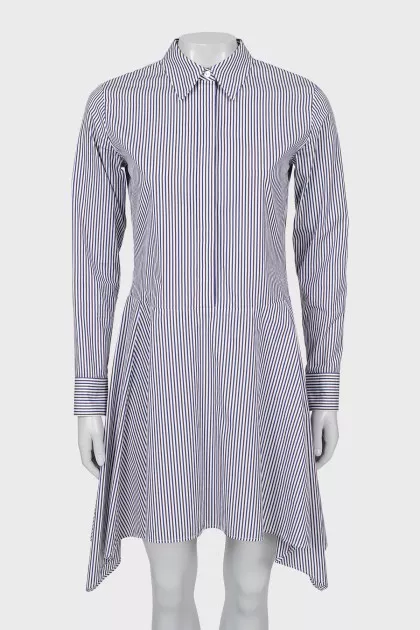 Blue and brown striped dress