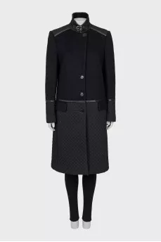Wool coat with quilted elements