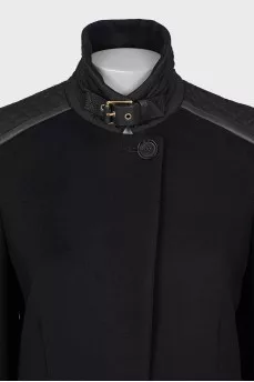Wool coat with quilted elements