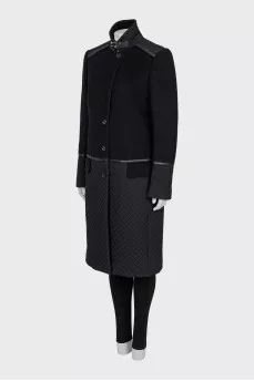 Wool coat with quilted elements