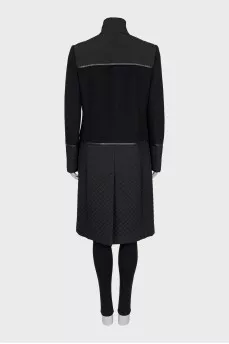 Wool coat with quilted elements