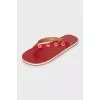 Leather flip flops with eyelet