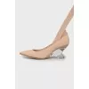 Textile shoes with transparent heels
