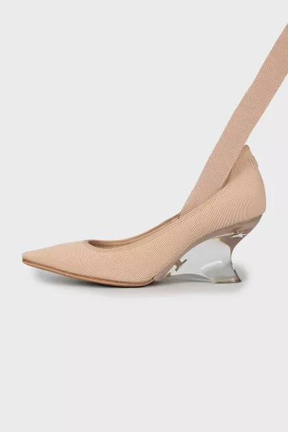 Textile shoes with transparent heels