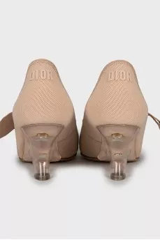 Textile shoes with transparent heels