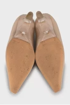 Textile shoes with transparent heels