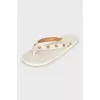 White flip flops with eyelet