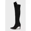 Suede stiletto heeled over-the-knee boots