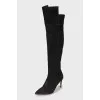 Suede stiletto heeled over-the-knee boots