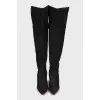 Suede stiletto heeled over-the-knee boots