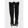 Suede stiletto heeled over-the-knee boots