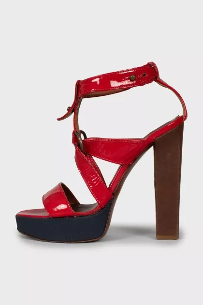 Red patent leather sandals