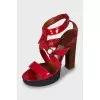 Red patent leather sandals