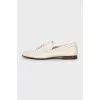 Men's white leather loafers