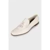 Men's white leather loafers