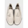 Men's white leather loafers