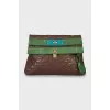 Leather clutch with gold lock