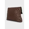Leather clutch with gold lock