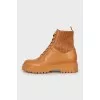 Brown leather boots