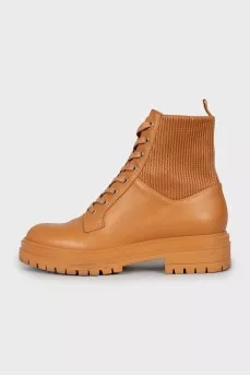 Brown leather boots