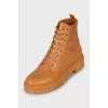 Brown leather boots