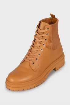 Brown leather boots