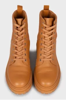 Brown leather boots