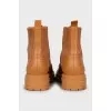 Brown leather boots