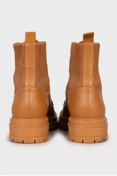 Brown leather boots