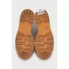 Brown leather boots