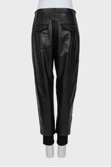 Кожаные брюки с текстильными вставками