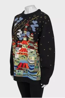 Oversized sweater with embroidery and sequins