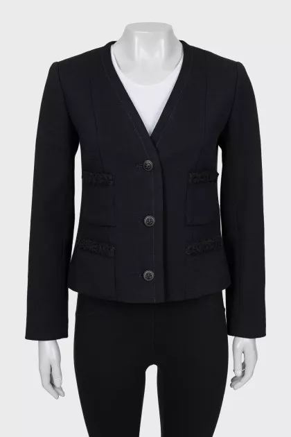 Black jacket with patch pockets
