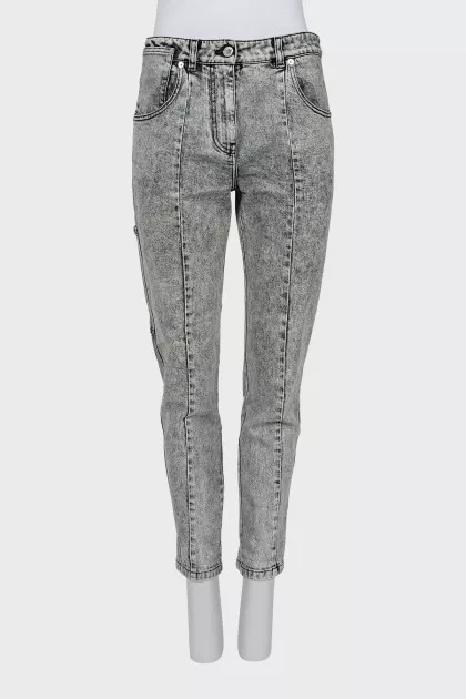 Jeans with stitched creases