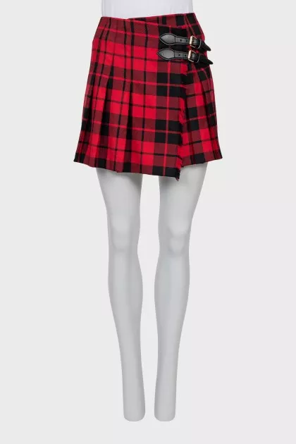 Wool skirt with check print