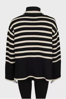 Knitted sweater with striped print