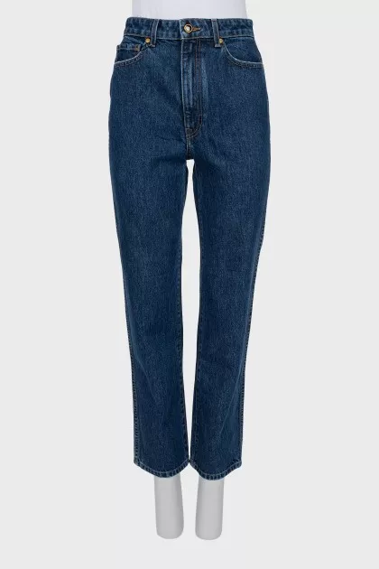 Mid rise blue jeans