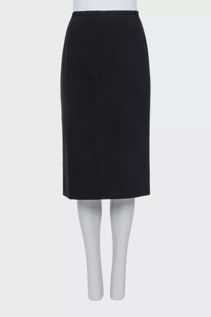 Black wool pencil skirt