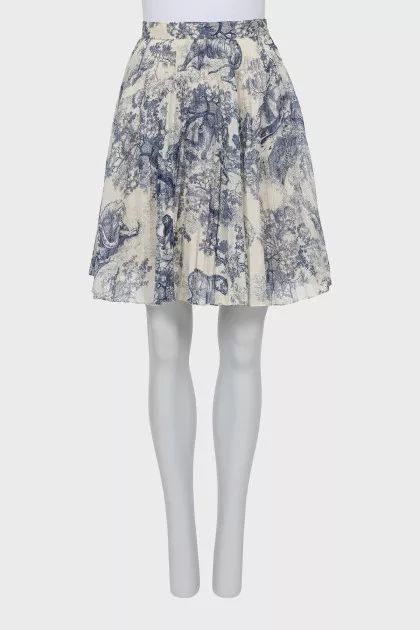 Pleated skirt in blue print