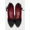 Leather shoes with textile decor