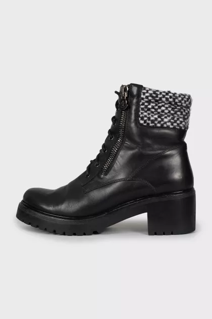 Leather boots with black and white upper